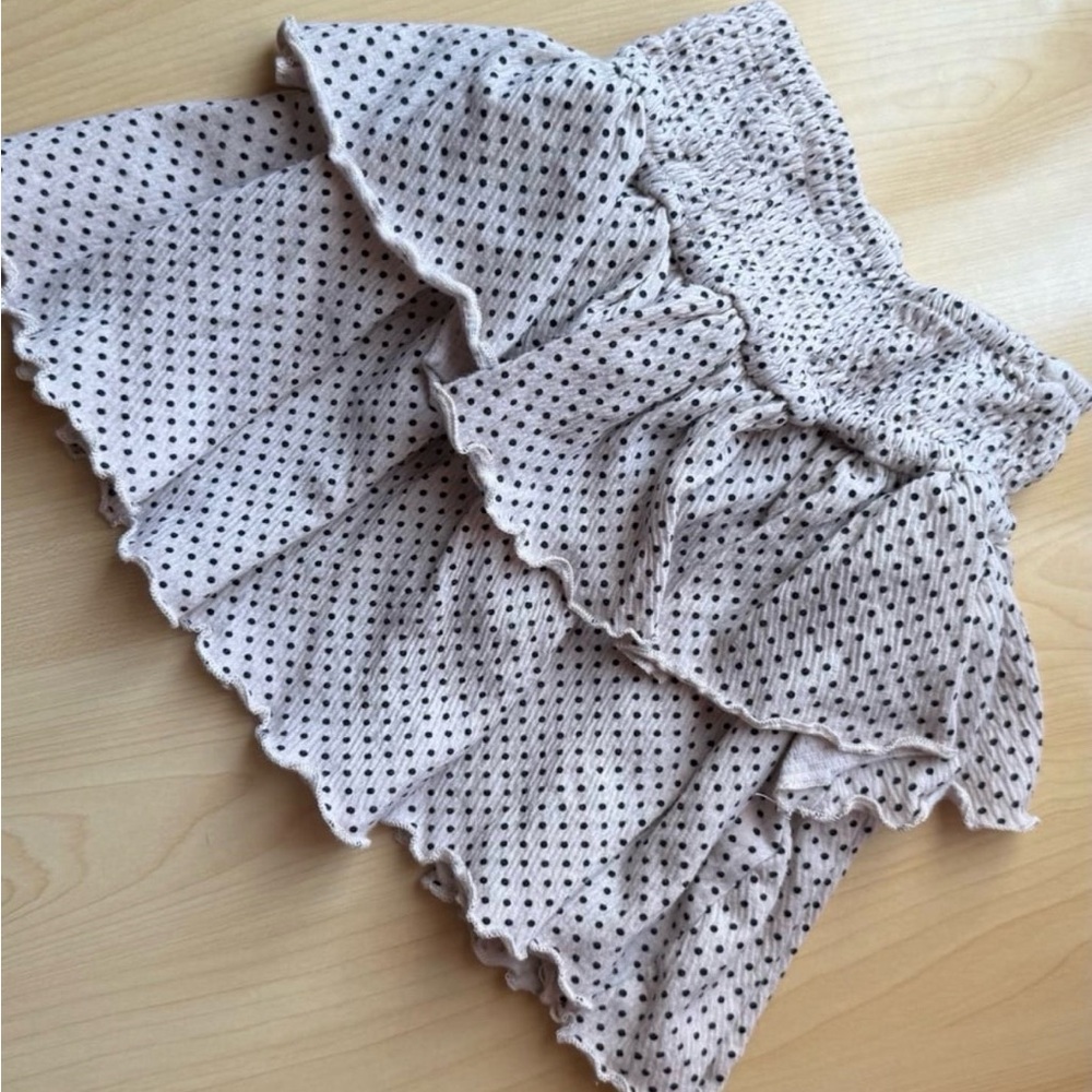 Zara Beige and Black Polka Dot Skirt